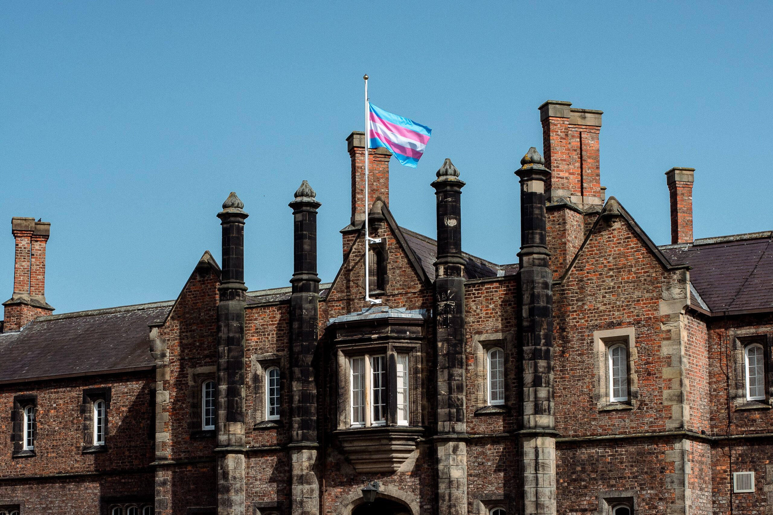 Trans flag flying over Lord Mayor’s Walk, 2021