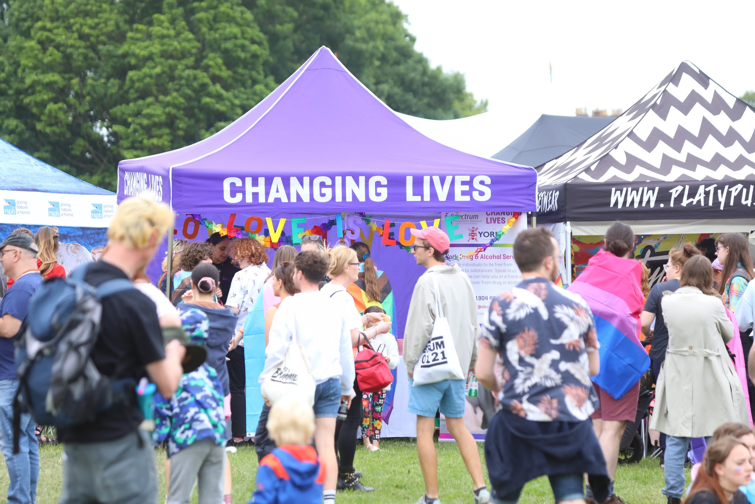 Charity and clothing stalls